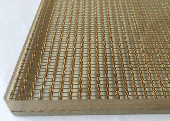 ottone di colore di Mesh Laminated Glass Decorative Gold del cavo di 1.5mm