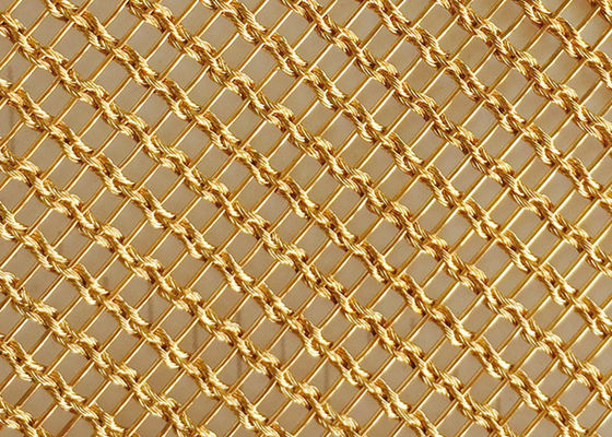 ottone di colore di Mesh Laminated Glass Decorative Gold del cavo di 1.5mm