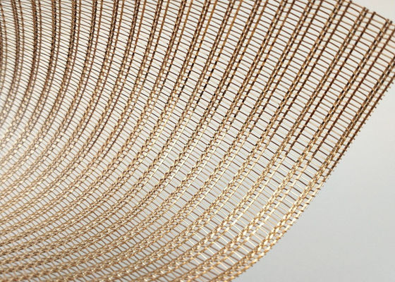 piano laminato di vetro di Mesh Decorative Shine Bronze Copper tre del cavo di 0.6mm