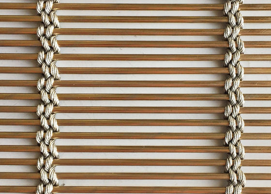 Il colore dell'oro cabla la larghezza architettonica di Mesh Screen 6m del metallo di Pvd del cavo