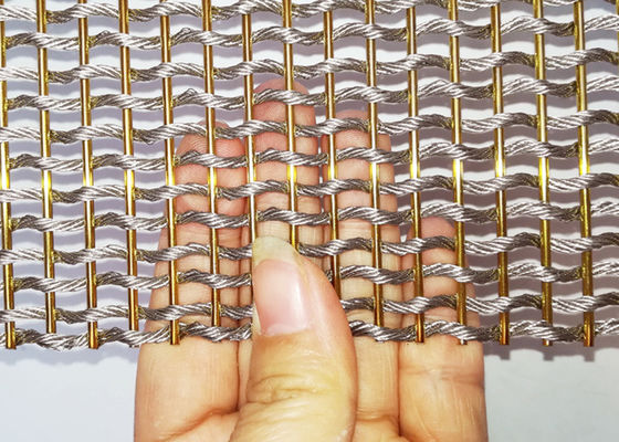 Metallo flessibile Mesh Fabric For Room Divider di acciaio inossidabile di colore dell'oro
