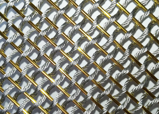 Metallo flessibile Mesh Fabric For Room Divider di acciaio inossidabile di colore dell'oro