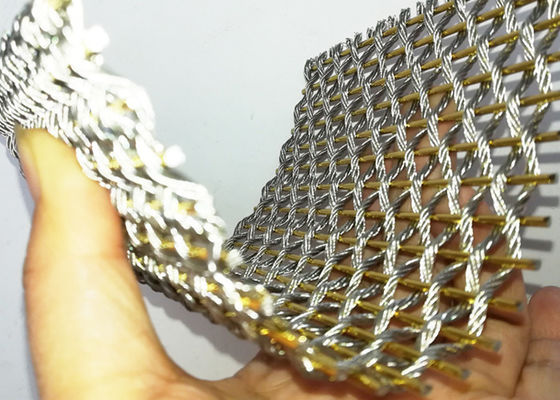 Metallo flessibile Mesh Fabric For Room Divider di acciaio inossidabile di colore dell'oro