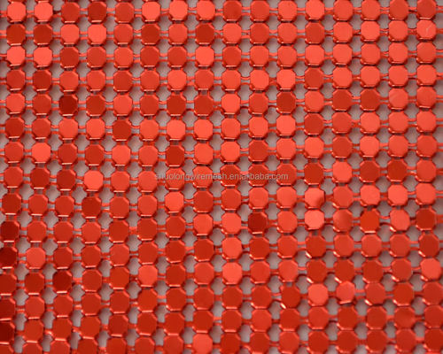 Fabbricazione a base di leghe di alluminio Shimmer Metallic Sequin Chain Link For Curtain Metal Mesh Fabric