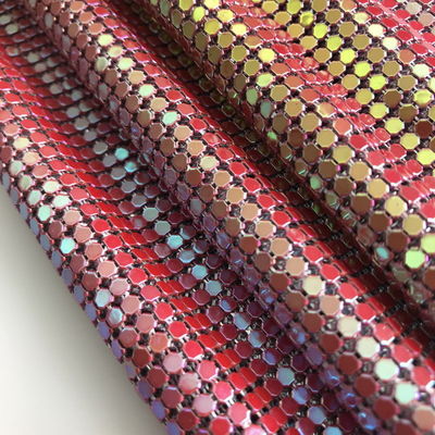 Flessibile di alluminio Sequin Mesh tessuto catena di posta Tessuto per tovaglio Catena di posta tende