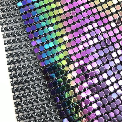 Flessibile di alluminio Sequin Mesh tessuto catena di posta Tessuto per tovaglio Catena di posta tende
