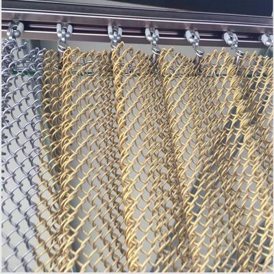 Pannello di maglia architettonica in acciaio inossidabile con dimensioni di apertura personalizzabili da 5 mm a 50 mm e superficie placcata in bronzo antico in più colori