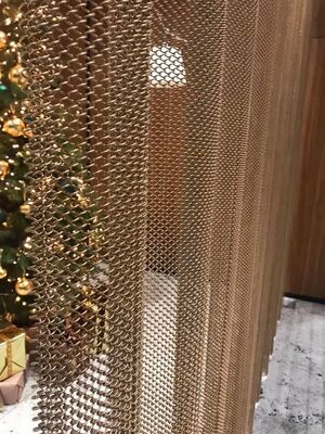 Pannello di maglia architettonica in acciaio inossidabile con dimensioni di apertura personalizzabili da 5 mm a 50 mm e superficie placcata in bronzo antico in più colori