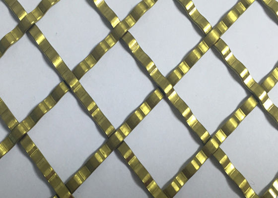 ISO9000 foro quadrato Mesh Golden Crimped Metal Cabinet Mesh Antifire