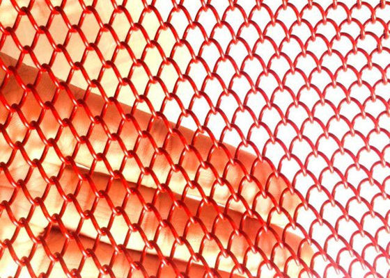 Acciaio rosso Mesh Curtain 2.4kg/M2 di 1mm Dia Metal Coil Drapery Stainless