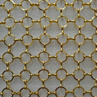 Maglia dorata della posta a catena di Ring Mesh Decorative Fence 3.8mm del metallo del ODM