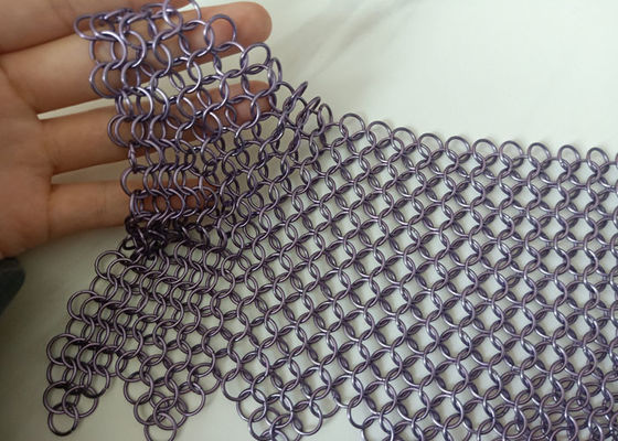 La porpora ha saldato l'acciaio inossidabile Ring Mesh Curtain Anticorrosion 2.2kg/M2