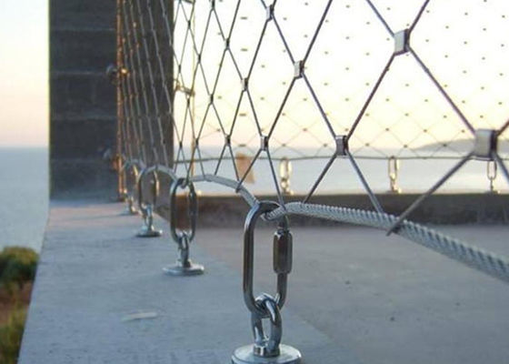 7x7 Antifire Mesh Steel Rope Fence tessuto a mano 60x60mm per l'inferriata della scala